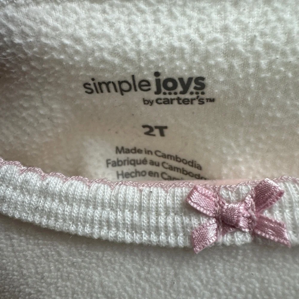 NWOT Carter’s 2T Girls White Fleece Bearly Awake Long Sleeve Pajama Top